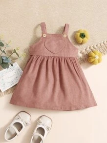 SHEIN 嬰兒愛心貼布背帶裙 - 藕粉色 - 查看 1