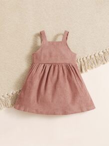 SHEIN 嬰兒愛心貼布背帶裙 - 藕粉色 - 查看 2