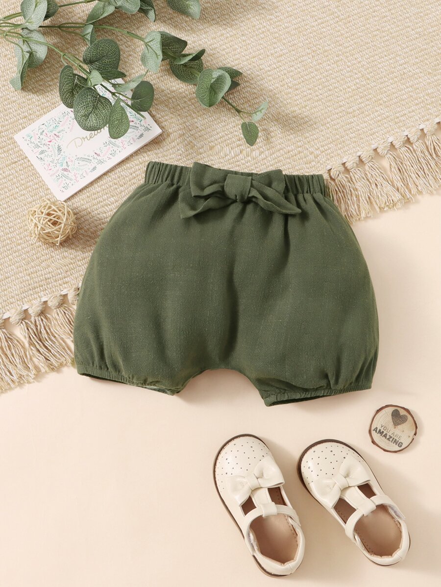 SHEIN Đồ dưới đáy Bé Nơ Bướm màu trơn - xanh quân đội - Xem 1