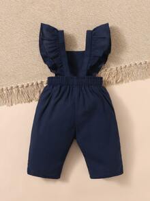 SHEIN 嬰兒素色蝴蝶袖連身褲 - 藏蓝色 - 查看 2
