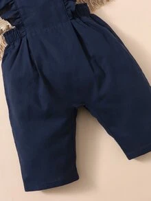SHEIN 嬰兒素色蝴蝶袖連身褲 - 藏蓝色 - 查看 4