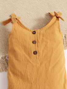 SHEIN 嬰兒前紐扣荷葉邊連身短褲 - 芥末黃 - 查看 4