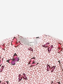 SHEIN 嬰兒蝴蝶和豹紋印花連衣裙 - 彩色 - 查看 4