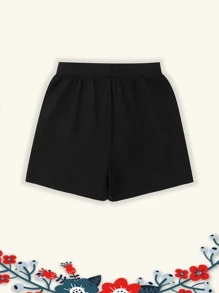 Falda pantalón informal y cómoda para niña preadolescente con forro para pantalones cortos - Negro - Ver 2