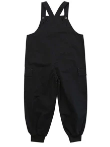 Niñas Jumpsuit overol con letra & con estampado de astronauta sin camiseta - Negro - Ver 7