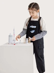 Niñas Jumpsuit overol con letra & con estampado de astronauta sin camiseta - Negro - Ver 8