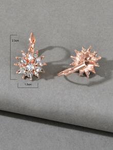 水鑽花朵裝飾耳環 - 玫瑰金 - 查看 4