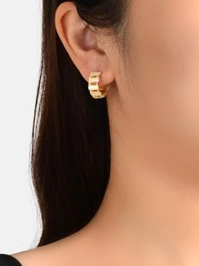 Bông tai vòng bít chi tiết hình vuông - Vàng - Xem 2