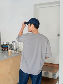 Manfinity NXTstreet Men Drop Shoulder Letter Graphic Tee - Light Grey - View 2