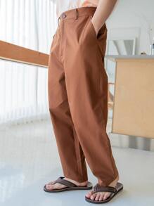 GENTILAND Men Slant Pocket High Waist Suit Trousers - Rust Brown - View 3