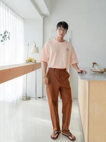 GENTILAND Men Slant Pocket High Waist Suit Trousers - Rust Brown - View 6