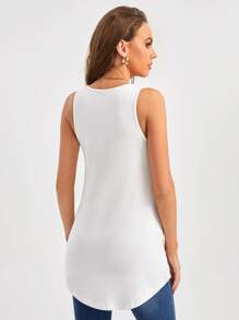 SHEIN Tall Women's Summer Casual Solid Color White Tank Top - White - View 2