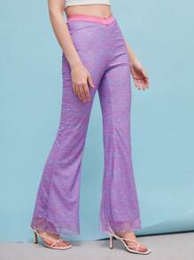 Kara Whiting 滿版印花拼接腰喇叭褲 - 彩色 - 查看 4