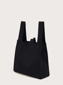 極簡風格勾織包 - 黑色 - 查看 1