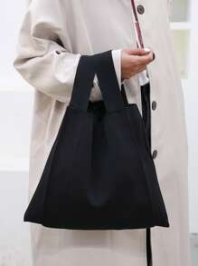 極簡風格勾織包 - 黑色 - 查看 2