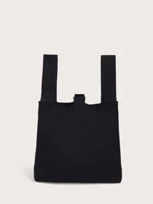 極簡風格勾織包 - 黑色 - 查看 3