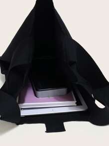 極簡風格勾織包 - 黑色 - 查看 4