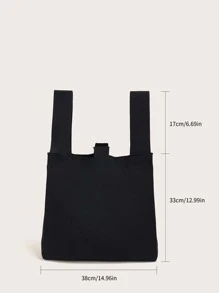 極簡風格勾織包 - 黑色 - 查看 6