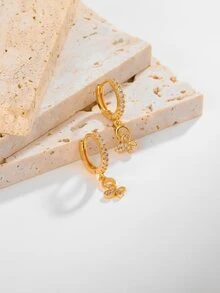 Thả hoa tai Khối Zirconia  Trang trí Loại bướm - Vàng - Xem 1