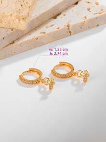 Thả hoa tai Khối Zirconia  Trang trí Loại bướm - Vàng - Xem 3