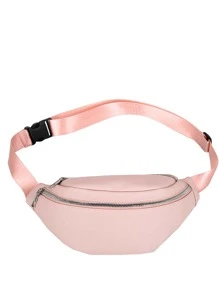 Túi đeo hông PU thời trang, đơn giản và đa năng, túi đeo chéo một vai đa năng dành cho cả nam và nữ, thích hợp cho thể thao. - Hồng - Xem 3