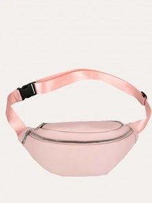 Túi đeo hông PU thời trang, đơn giản và đa năng, túi đeo chéo một vai đa năng dành cho cả nam và nữ, thích hợp cho thể thao. - Hồng - Xem 4