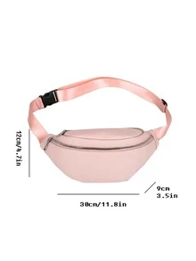 Túi đeo hông PU thời trang, đơn giản và đa năng, túi đeo chéo một vai đa năng dành cho cả nam và nữ, thích hợp cho thể thao. - Hồng - Xem 6