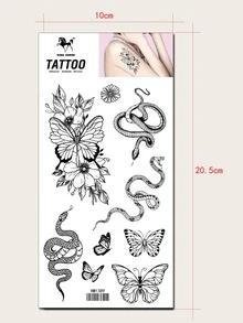 KING HORSE 1 Hình Xăm Hình Con Rắn và Bướm - màu đen - Xem 3