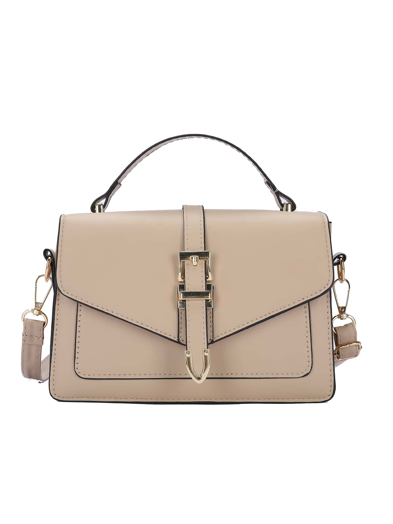Bolso cuadrado con solapa, impermeable, ligero, informal, minimalista, con hebilla decorativa, para adolescentes, mujeres, estudiantes universitarias, novatos y trabajadores administrativos, perfecto para la oficina, la universidad, el trabajo, los negocios y los desplazamientos - Caqui - Ver 1