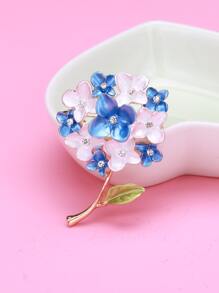 Rhinestone Flower Design Brooch - Màu xanh lam - Xem 3