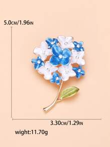 Rhinestone Flower Design Brooch - Màu xanh lam - Xem 5