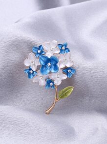Rhinestone Flower Design Brooch - Màu xanh lam - Xem 6