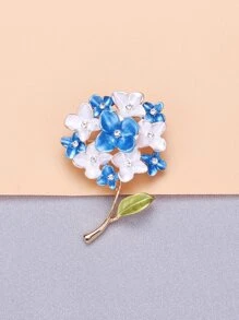 Rhinestone Flower Design Brooch - Màu xanh lam - Xem 7