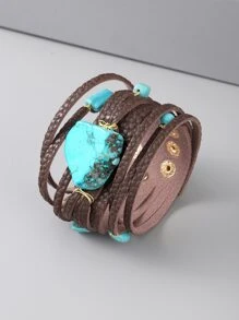 綠松石裝飾PU聚氨酯手環 - 彩色 - 查看 1