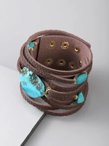 綠松石裝飾PU聚氨酯手環 - 彩色 - 查看 2