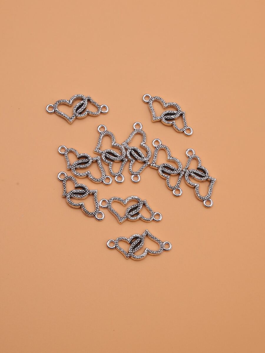 10入組心形墜飾DIY首飾配件 - Ancient Silver - 查看 1