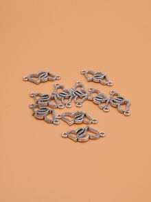 10入組心形墜飾DIY首飾配件 - Ancient Silver - 查看 2