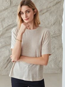 MOTF PREMIUM Camiseta de lino - Albaricoque - Ver 2