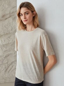 MOTF PREMIUM Camiseta de lino - Albaricoque - Ver 7