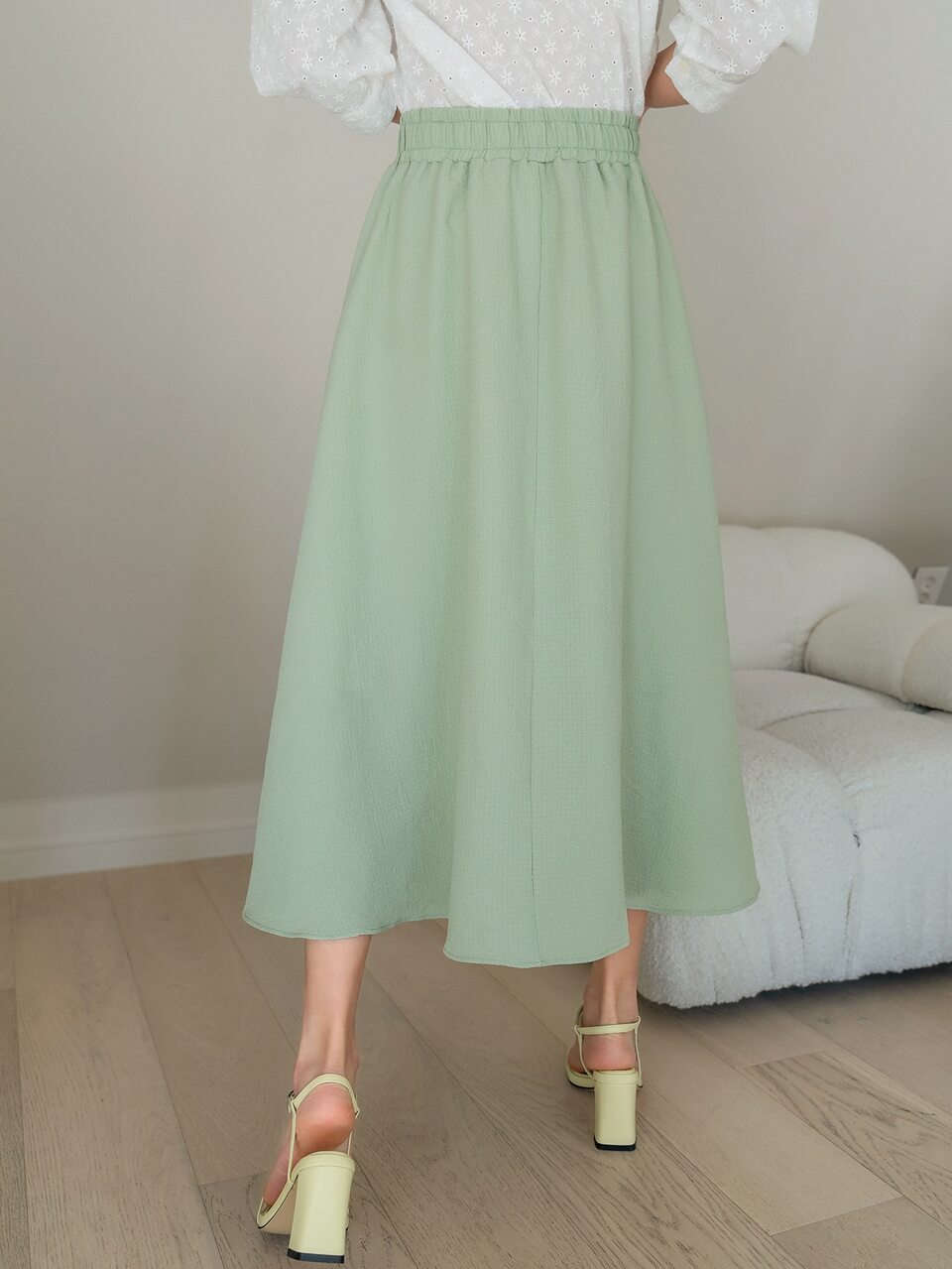 Paper Bag Waist Flare Skirt