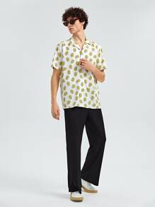 Manfinity Hombres Pantalones acampanados con parche - Negro - Ver 3