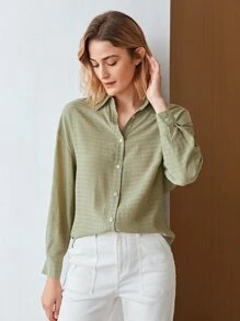 MOTF PREMIUM Áo sơ mi Sợi viscose Thẳng - Màu xanh Bạc hà - Xem 10