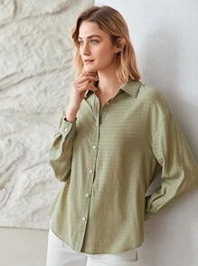 MOTF PREMIUM Áo sơ mi Sợi viscose Thẳng - Màu xanh Bạc hà - Xem 9