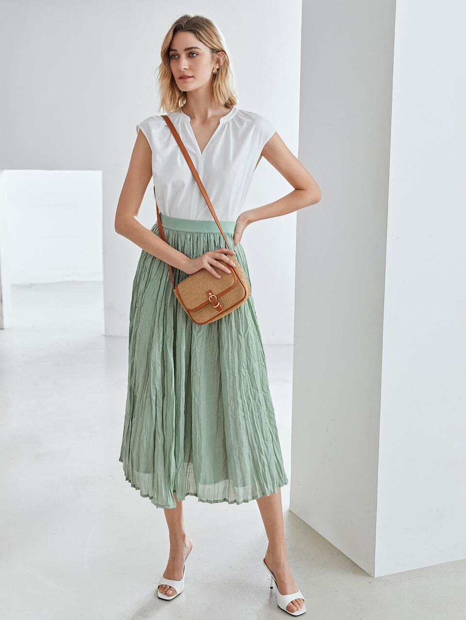 MODAL FLOWY RUCHED SKIRT