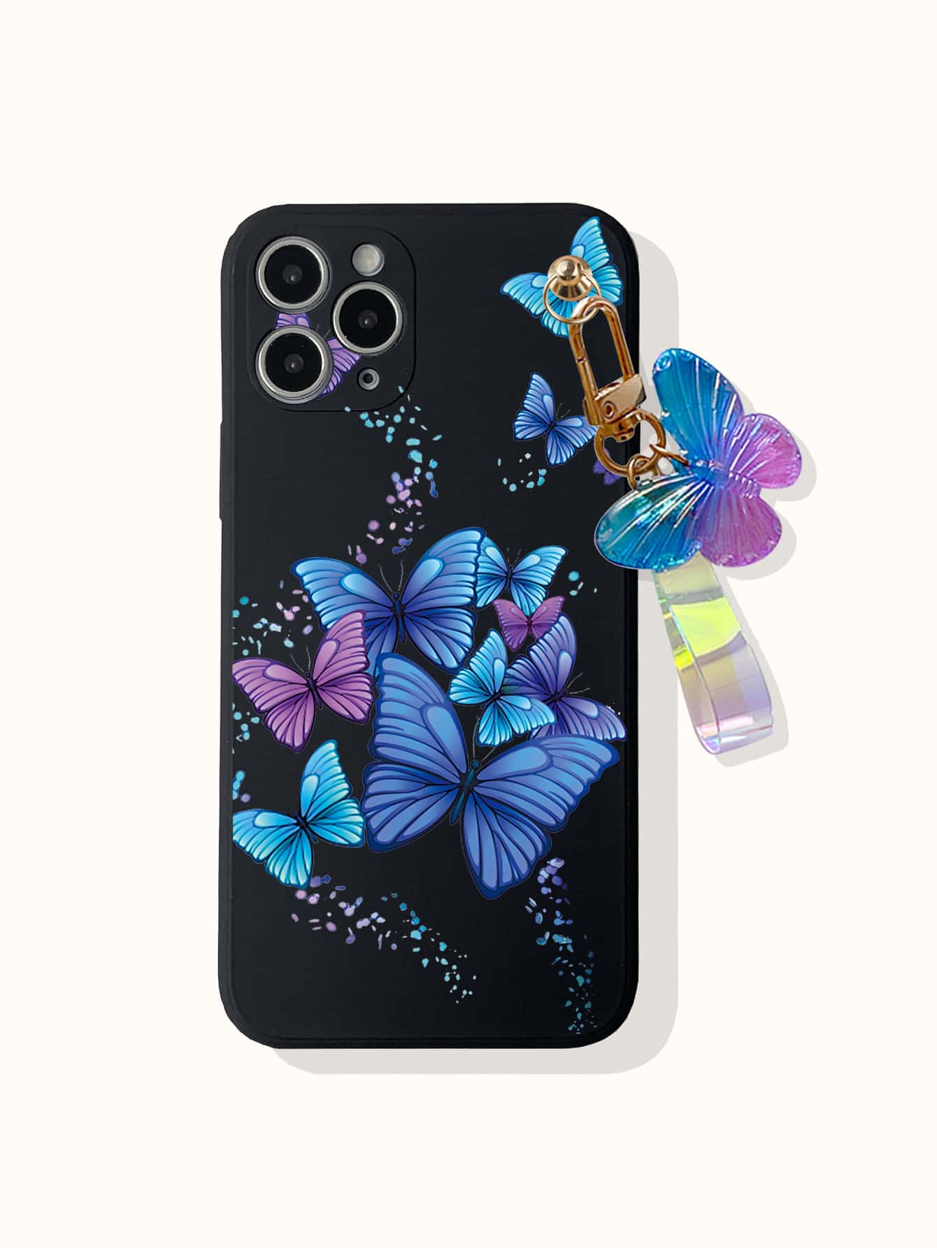 Hộp đựng điện thoại in hình bướm với mặt dây chuyền laser - Nhiều màu - Xem 1