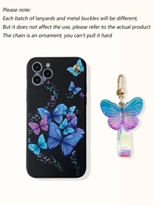 Hộp đựng điện thoại in hình bướm với mặt dây chuyền laser - Nhiều màu - Xem 3