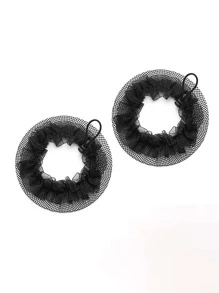 2pcs Mesh Hair Tie - Black - View 2