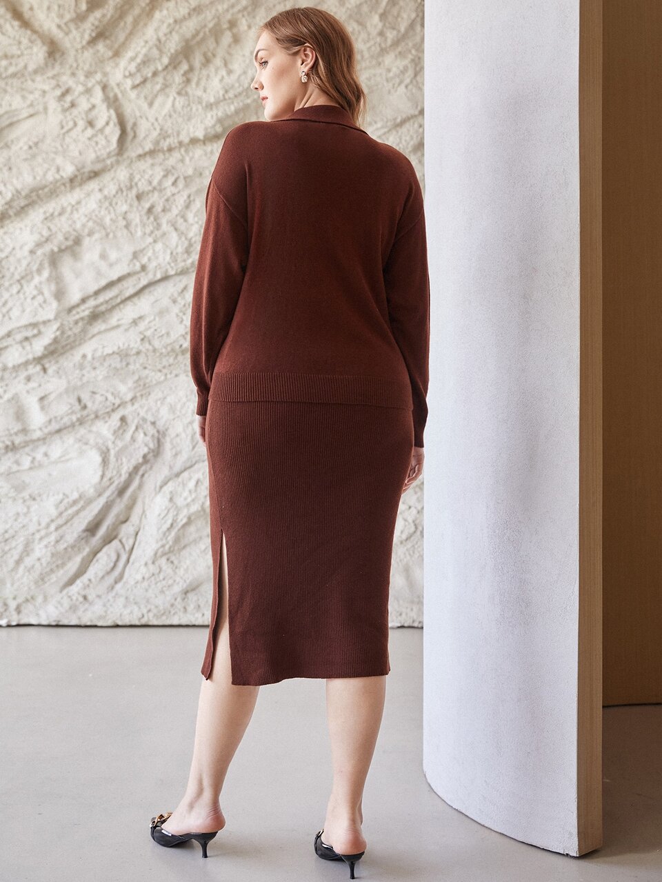 PLUS WOOL MIX SWEATER SET