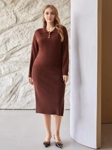 MOTF PREMIUM PLUS WOOL MIX JUMPER SET - Rust Brown - View 7