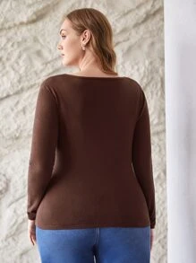 MOTF PREMIUM PLUS VISCOSE TWIST JUMPER - Chocolate Brown - View 2